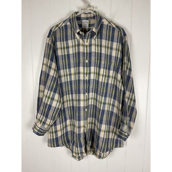 Brooks Brothers Regent Linen Plaid Buttondown Shirt - Large - Picture 1 of 7